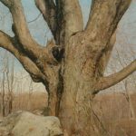 <span>Trees on a Line #1, Winter</span><br/>2008, oil on panel, 32 x 24 in.